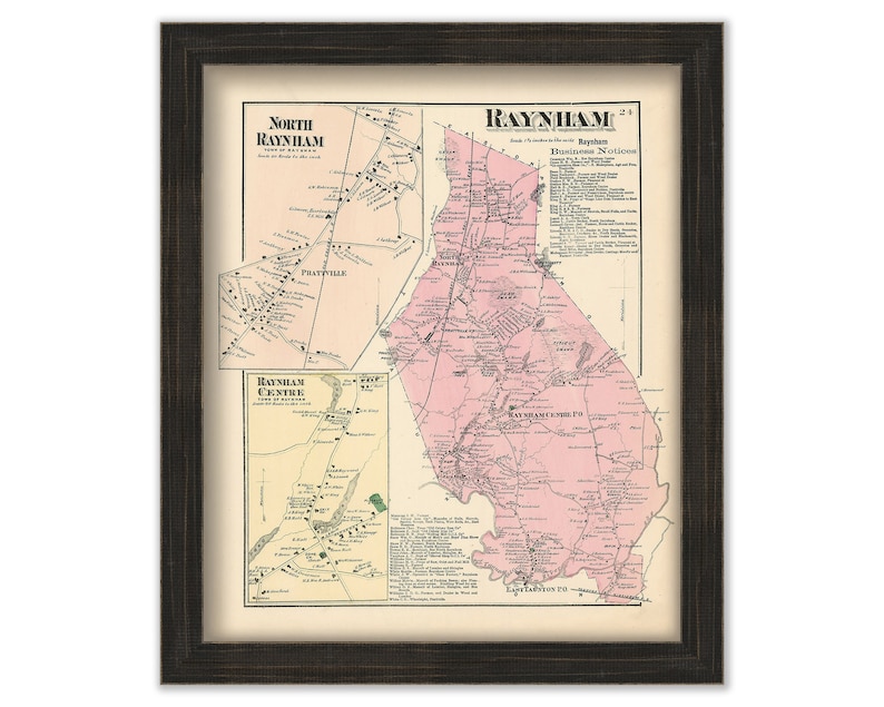 RAYNHAM Massachusetts 1871 Map Replica or Genuine ORIGINAL Etsy