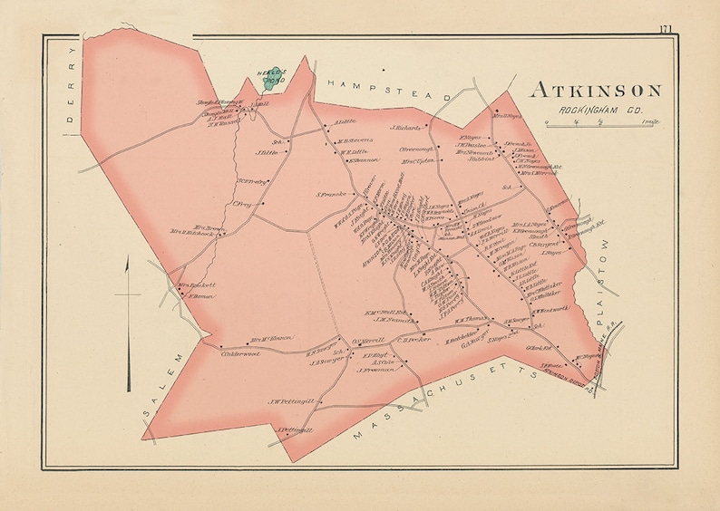 ATKINSON New Hampshire 1892 Map Etsy