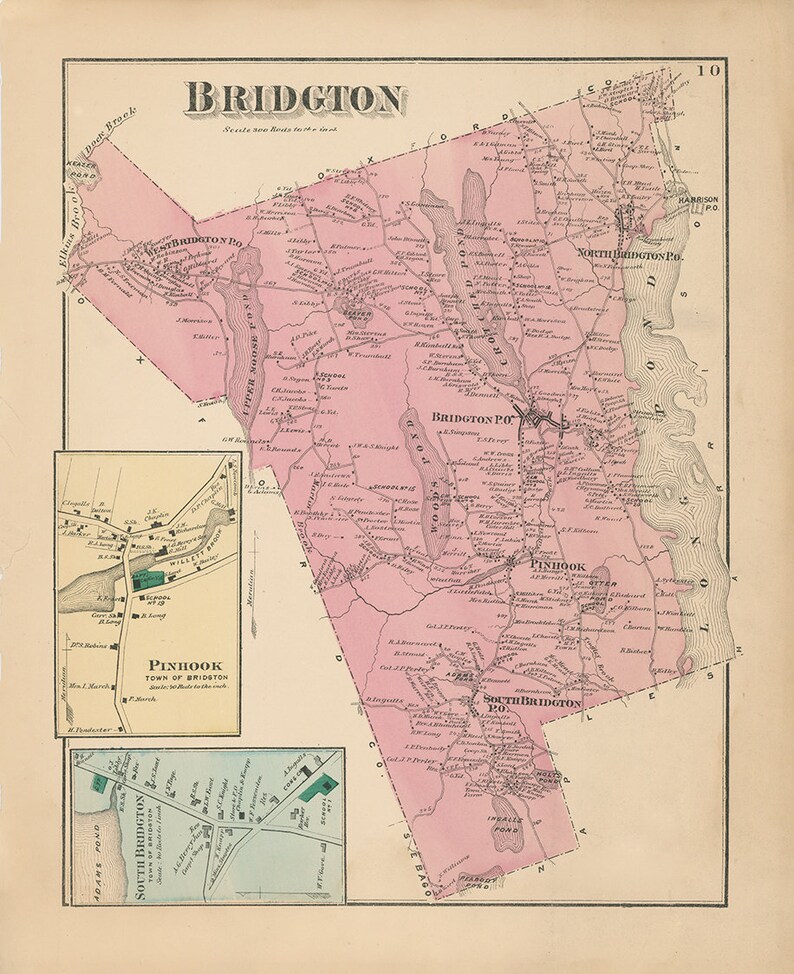 BRIDGTON Maine 1871 Map Replica or Genuine ORIGINAL Etsy.de