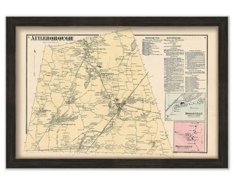 ATTLEBORO, Massachusetts 1871 Map - Replica or GENUINE ORIGINAL