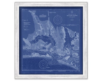 BEAUFORT HARBOR, North Carolina  -   1928 Nautical Chart Blueprint