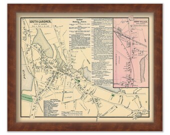 Village of SOUTH GARDNER, Massachusetts 1875 Map