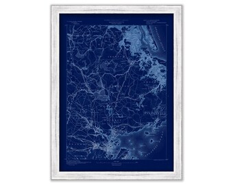 MARBLEHEAD, IPSWICH and ESSEX, Massachusetts 1890 - Topographic Map - Blueprint Version