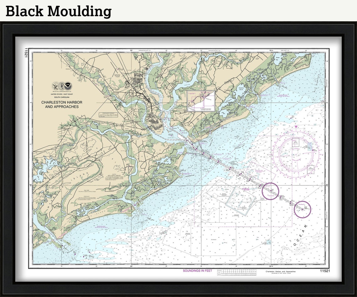 CHARLESTON HARBOR South Carolina Nautical Chart 2015 Etsy
