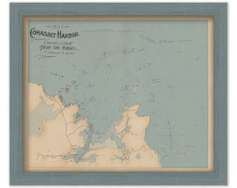 Cohasset Harbor Map - 1894 - Issued by Cousens & Pratt Yacht Sail Makers