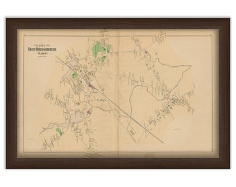 GENUINE Original Village of EAST BRIDGEWATER, Massachusetts 1879 Map