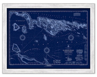 MACKINAC ISLAND, Michigan - Nautical Chart Blueprint published in 1927 by the United States Coast Survey