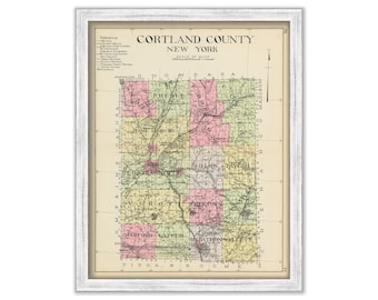 CORTLAND County, New York 1912 Map, Replica or GENUINE ORIGINAL