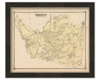 GROTON, Massachusetts 1875 Map - Replica or Genuine ORIGINAL