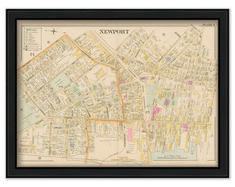 NEWPORT, Rhode Island 1893 Map-Plate N