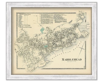 Village of MARBLEHEAD, Massachusetts 1872 Map - Replica or Genuine ORIGINAL