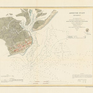 ABSECOM INLET, Atlantic City, New Jersey - 1864 Nautical Chart - Etsy