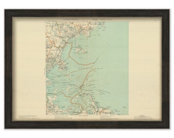 BOSTON BAY, Massachusetts, 1904 Map/Chart - Replica or GENUINE Original