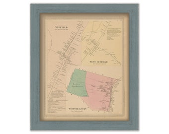 Windsor Locks and Suffield, Connecticut, 1869 Map, Replica or GENUINE ORIGINAL