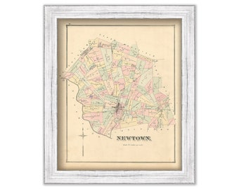 NEWTOWN, Pennsylvania  - 1876 Map