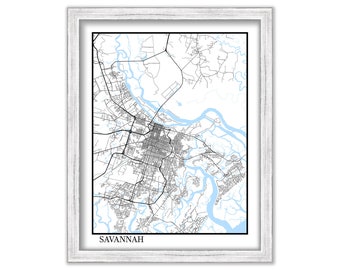 SAVANNAH, Georgia  - Contemporary Map Poster