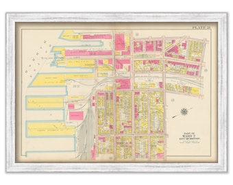EAST BOSTON, Massachusetts 1912 map, Plate 21 - Maverick Square - Replica or GENUINE Original