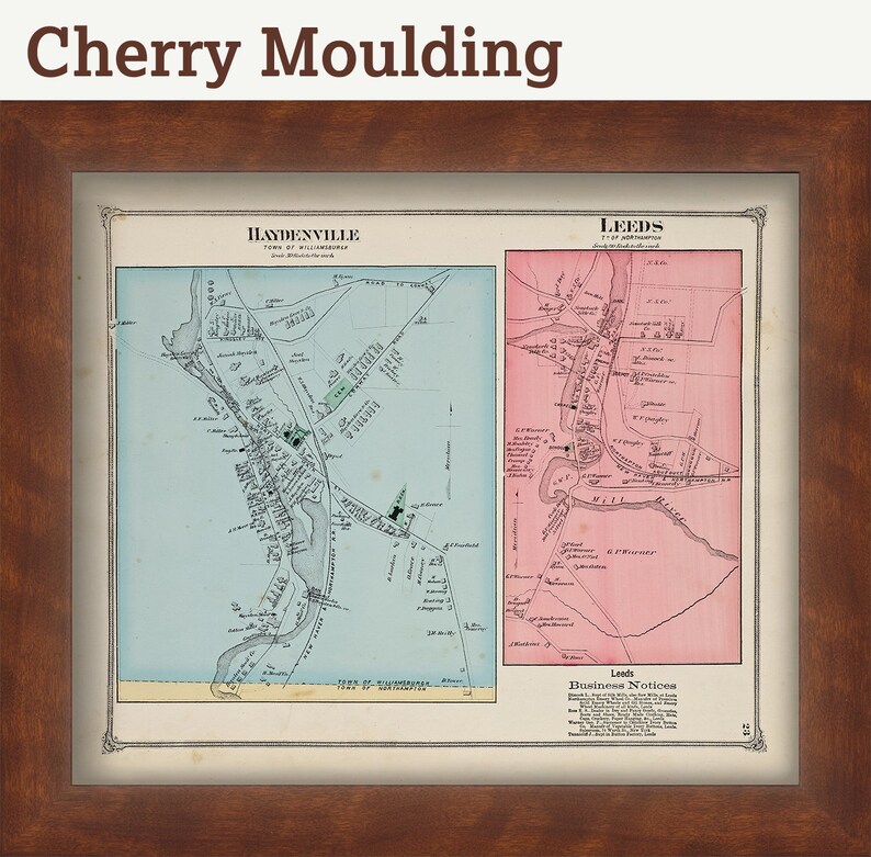 Towns of HAYDENVILLE and LEEDS Massachusetts 1873 Map Etsy