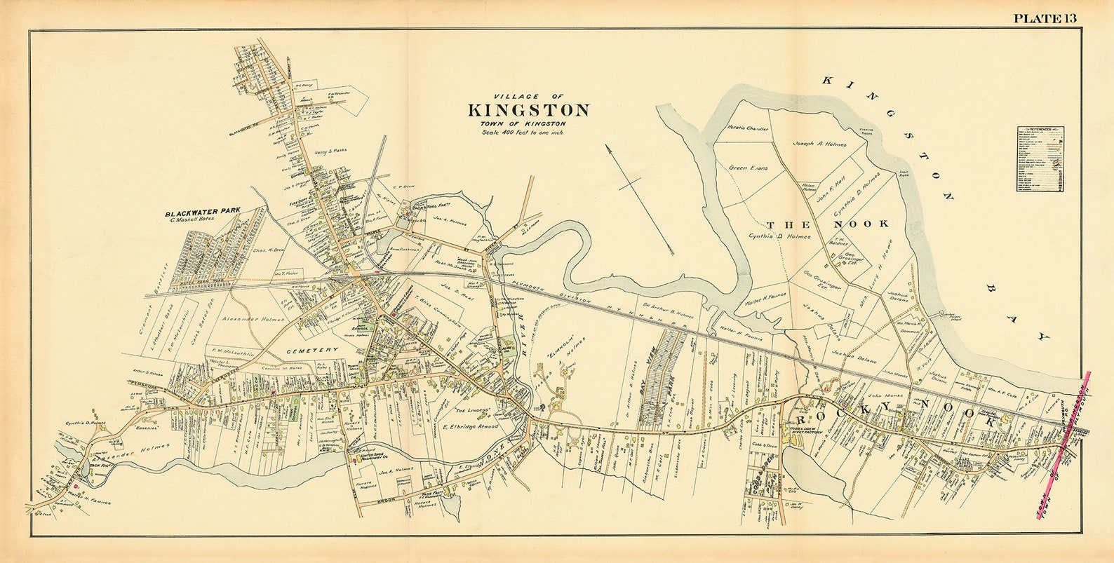 Village of Kingston Massachusetts Map 1903colored Etsy