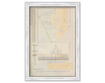 NEW CANAL LIGHTHOUSE and Breakwater, Lake Pontchartrain, Louisiana  - Drawing and Plan of the Lighthouse as it was in 1868.