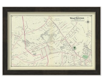City of NEWTON, WEST NEWTON, Massachusetts 1874 Map