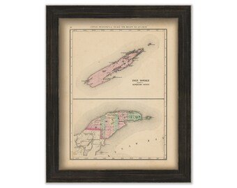KEWEENAW COUNTY, Michigan 1873 Map - Replica or Genuine Original