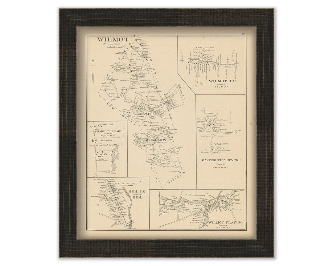 WILMOT, New Hampshire 1892 Map, Replica or GENUINE ORIGINAL Etsy