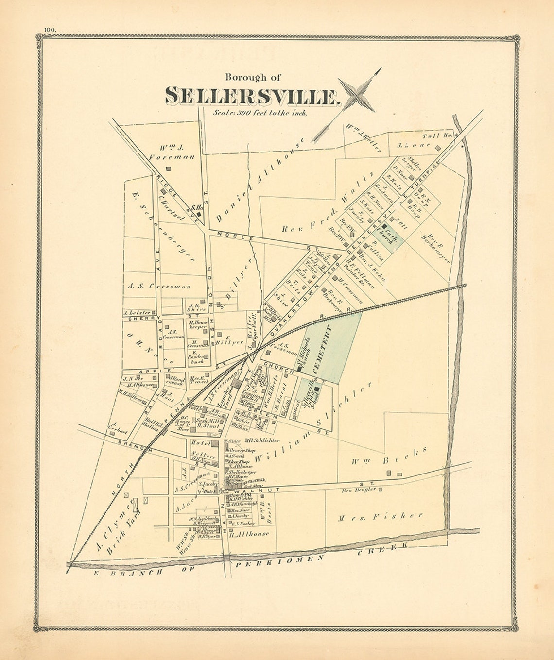 SELLERSVILLE Pennsylvania 1876 Map Etsy