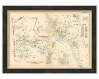 MATTAPOISETT, Massachusetts Town and Villages - 1903 Map
