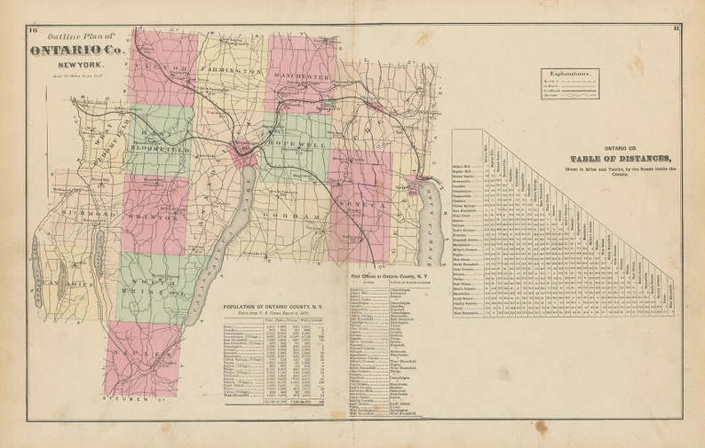 EAST BLOOMFIELD the Village Ontaro County New York 1874 Map Etsy