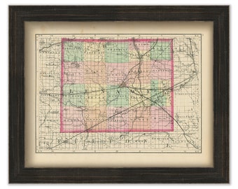 LENAWEE COUNTY, Michigan 1873 Map - Replica or Genuine Original