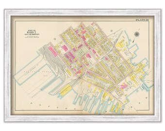 EAST BOSTON, Massachusetts 1912 map, Plate 20 - Belmont Square, Waterfront - Replica or GENUINE Original