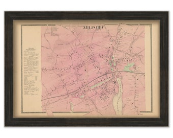 MILFORD, Connecticut, 1868 Map, Replica or Genuine Original