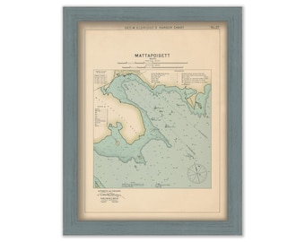 Mattapoisett, Massachusetts  - Nautical Chart by George W. Eldridge Colored Version