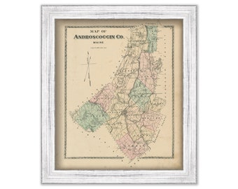 ANDROSCOGGIN County, Maine 1873 Map, Replica or GENUINE ORIGINAL