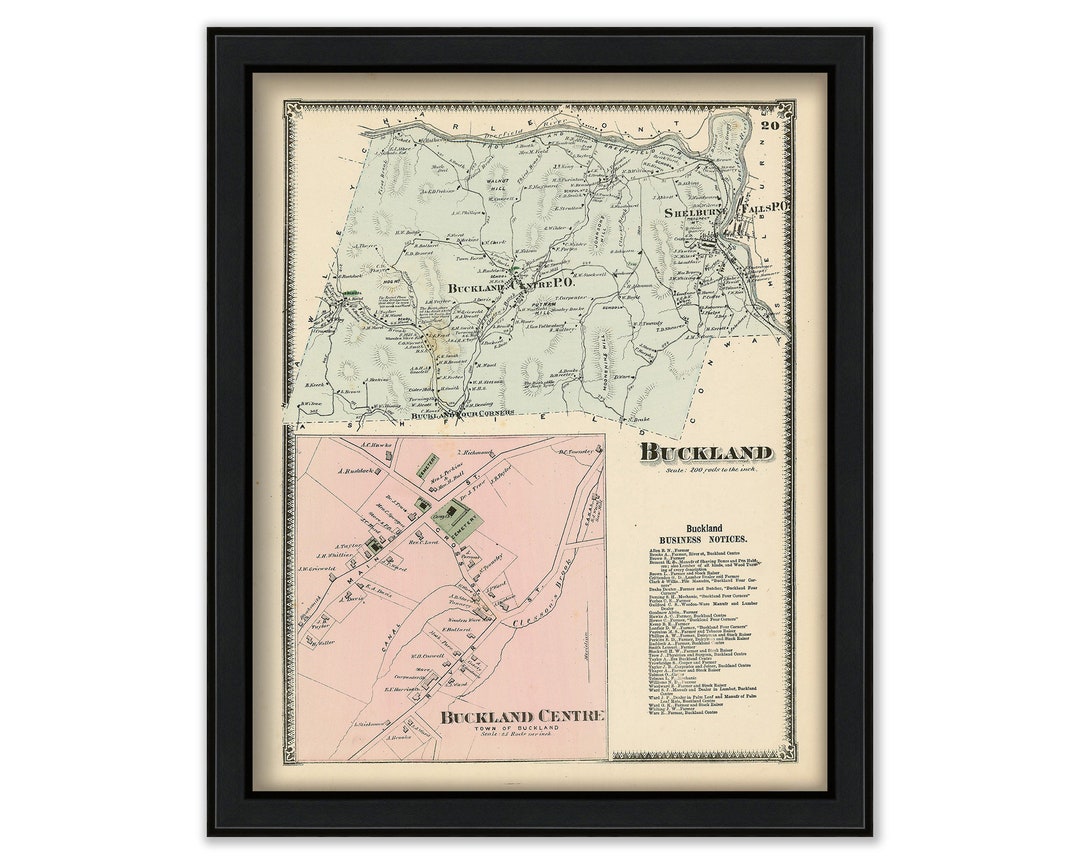 Town of BUCKLAND, Massachusetts 1871 Map Etsy
