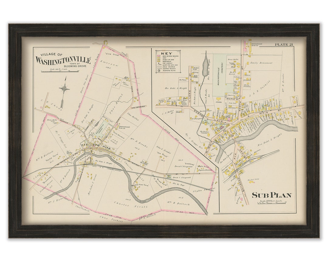 Village of WASHINGTONVILLE, New York 1903 Map Replica or Genuine Original - Etsy