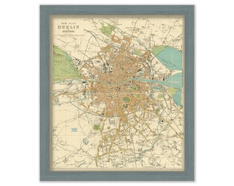New Plan of DUBLIN and Suburbs  -  Map Published in 1914 by G. W. Bacon and Company