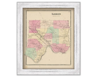 LISBON, Androscoggin County, Maine 1873 Map, Replica or GENUINE Original