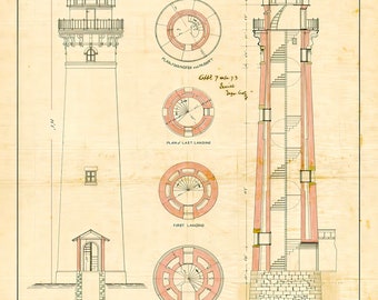 SABLE POINT LIGHTHOUSE, Illinois  - Plan of the Lighthouse in 1873