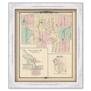 GREEN LAKE COUNTY, Wisconsin 1878 Map, Replica or Genuine Original