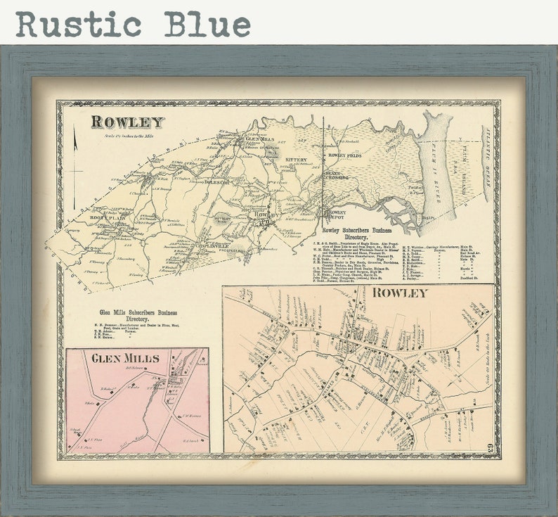 ROWLEY Massachusetts 1872 Map Replica or Genuine ORIGINAL Etsy