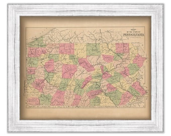 PENNSYLVANIA STATE MAP 1872 - Replica or Genuine Original