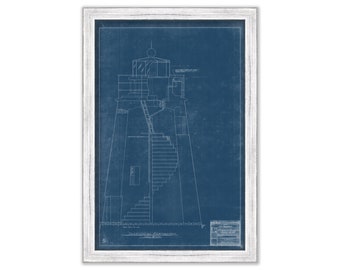 PINEY POINT LIGHTHOUSE, Maryland  - Blueprint Drawing and Plan of the Lighthouse as it was in 1954