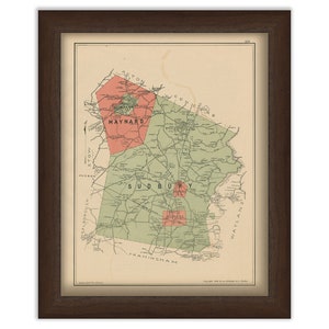 SUDBURY and MAYNARD, Massachusetts 1889 Map - Replica or Genuine ORIGINAL