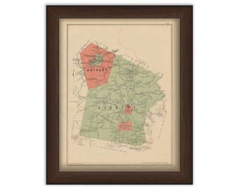 SUDBURY and MAYNARD, Massachusetts 1889 Map - Replica or Genuine ORIGINAL