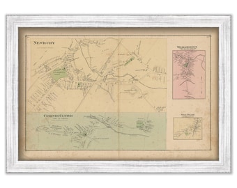 Villages of NEWBURY, CORINTH and WILLIAMSTOWN, Vermont 1877 Map - Replica or Genuine Original