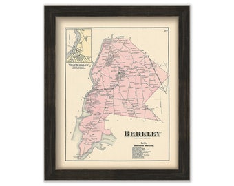BERKLEY, Massachusetts 1871 Map - Replica or GENUINE ORIGINAL