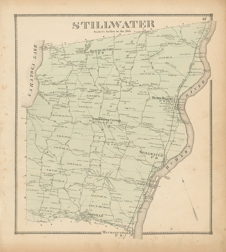 STILLWATER New York 1866 Map Replica or Genuine ORIGINAL Etsy
