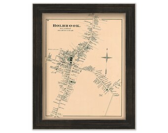 Village of HOLBROOK, Massachusetts 1876 Map - Replica or GENUINE ORIGINAL